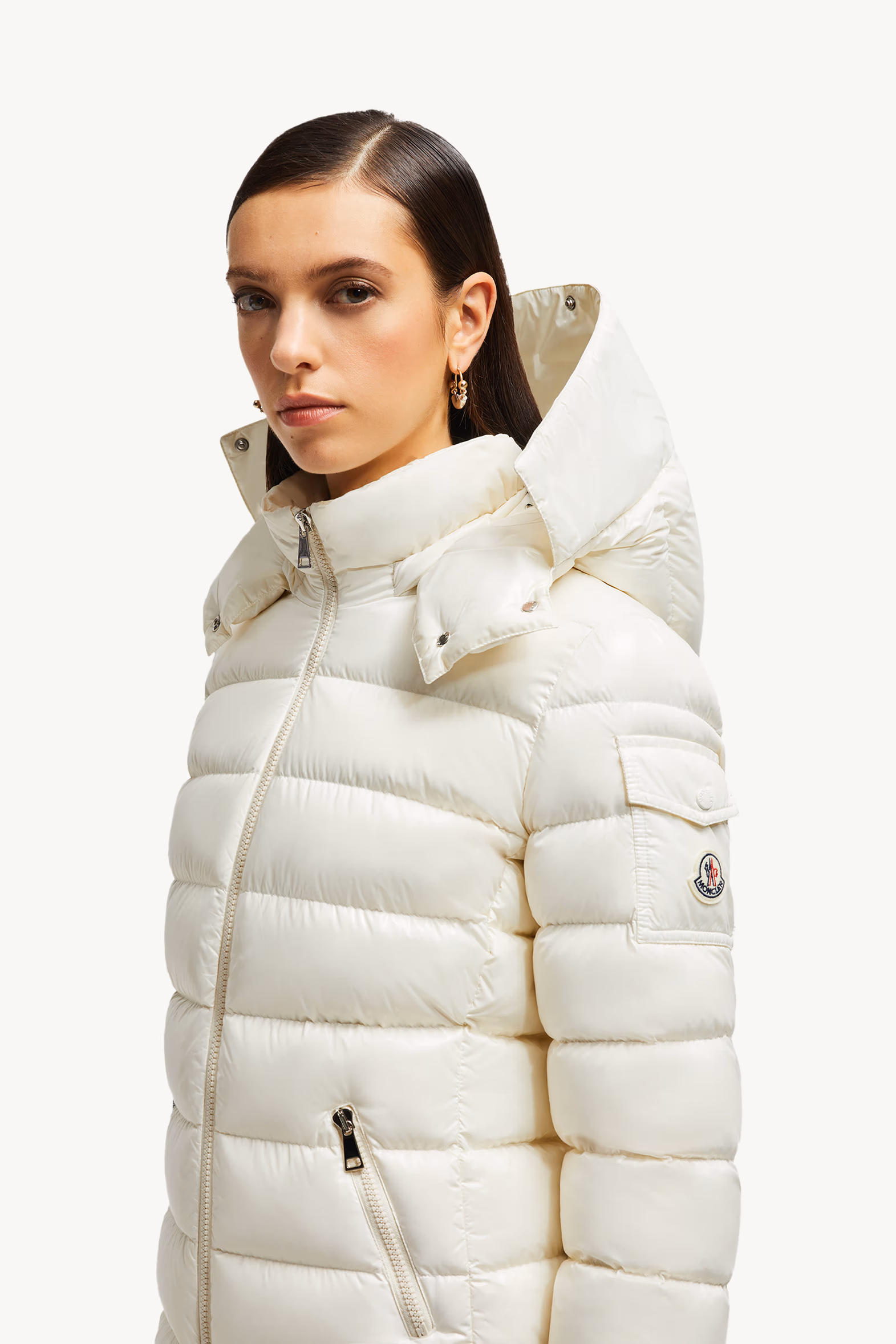 Doudoune courte à capuche en matière synthétique Badyf Femmes Blanc Moncler 8